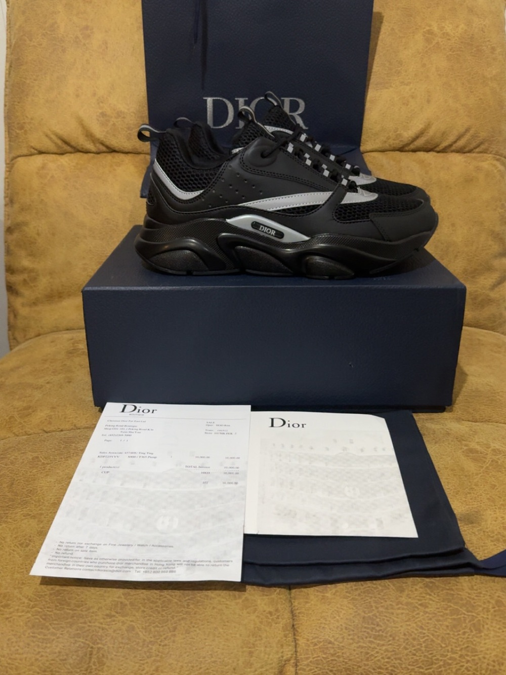 Dior Men's Black and Silver Chunky Runner Sneakers